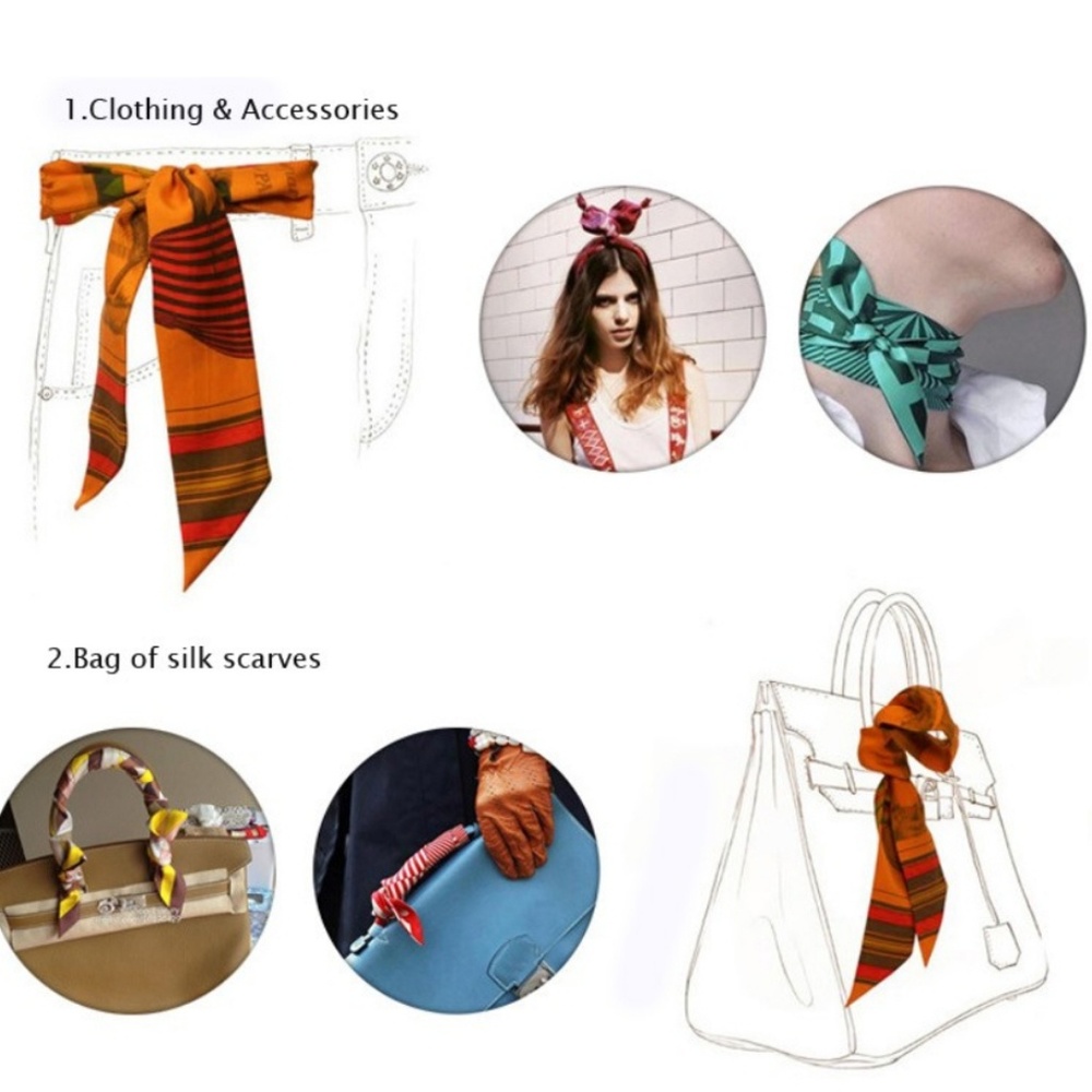One Twilly Silk Scarve Bag Handle Head Neck - Picture 4 of 7